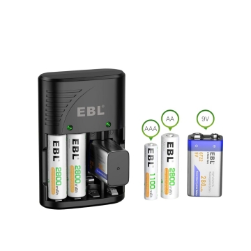 EBL univerzální nabíječka baterií AA AAA 9V pro 4x2800 mAh