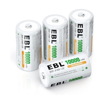 EBL nabíjecí D baterie 10 000mAh - 4ks